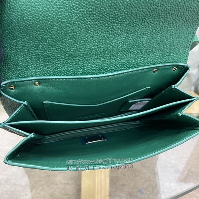 Bottega veneta高端女包 KF0021 寶緹嘉叢林綠荔枝紋肩背女包 BV2021新款V字蓋頭鏈條女包  gxz1336